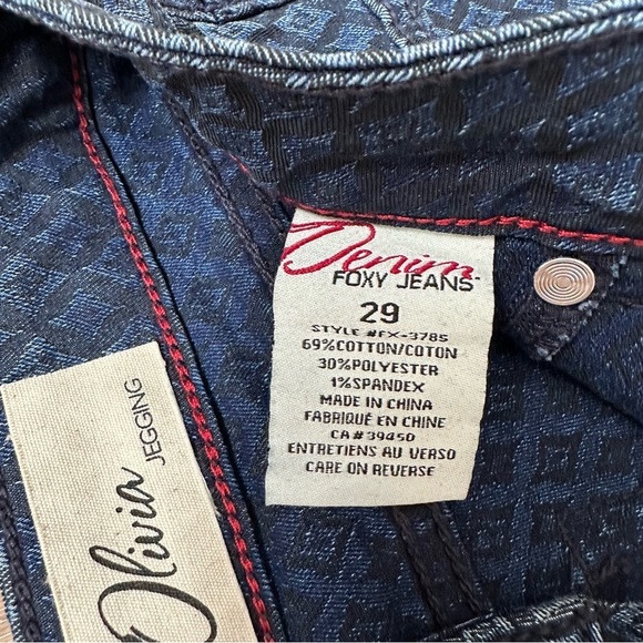 Foxy Jeans Olivia Jegging Mid Rise Diamond Pattern Dark Blue Wash - Size 29 - Picture 5 of 14